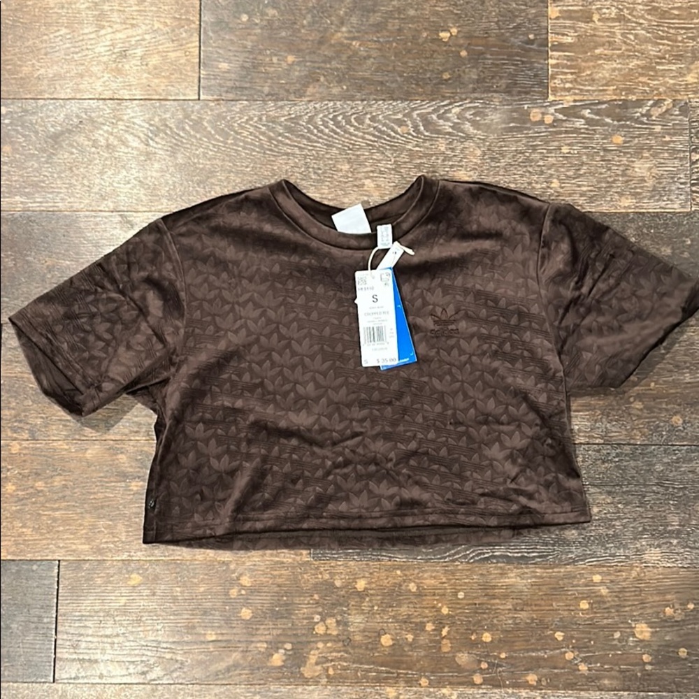 Velvet logo patterned crop top